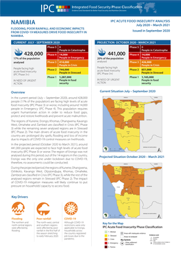 NAMIBIA July 2020 – March 2021 FLOODING, POOR RAINFALL and ECONOMIC IMPACTS from COVID-19 MEASURES DRIVE FOOD INSECURITY in Issued in September 2020 NAMIBIA