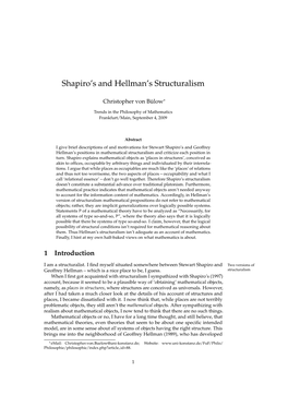 Shapiro's and Hellman's Structuralism