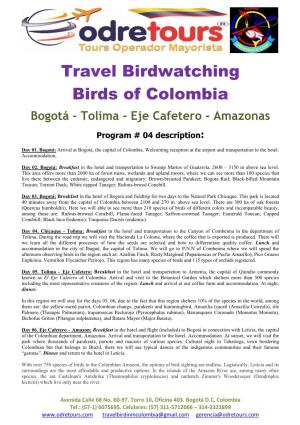 Travel Birdwatching Birds of Colombia
