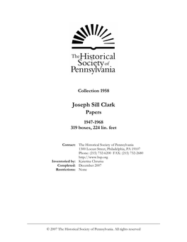 Joseph Sill Clark Papers