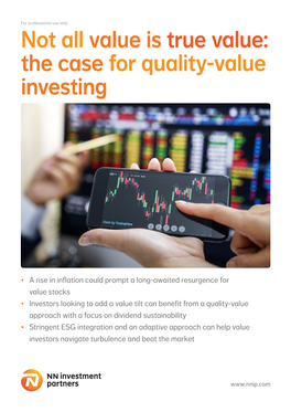 Not All Value Is True Value: the Case for Quality-Value Investing