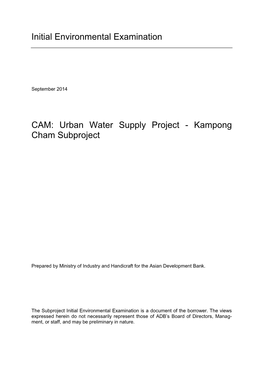 Urban Water Supply Project: Kampong Cham Subproject