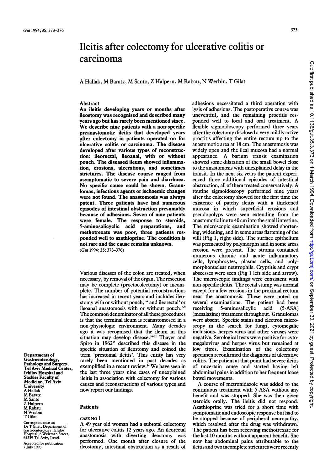 Ileitis After Colectomy for Ulcerative Colitis Or