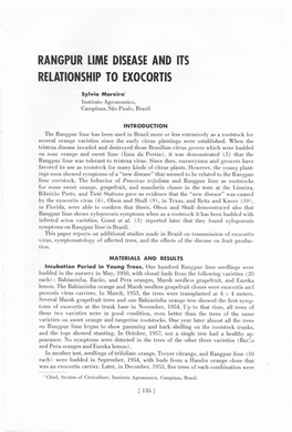 Rangpur Lime Disease and Its Relatiomship to Exocortis