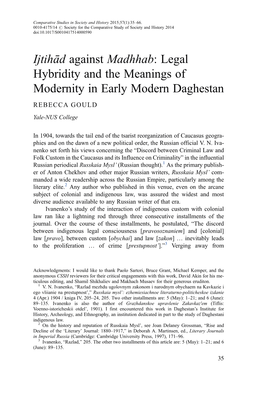 Legal Hybridity and the Meanings of Modernity in Early Modern Daghestan