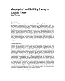 Geophysical and Building Survey at Launde Abbey Paul Beavitt