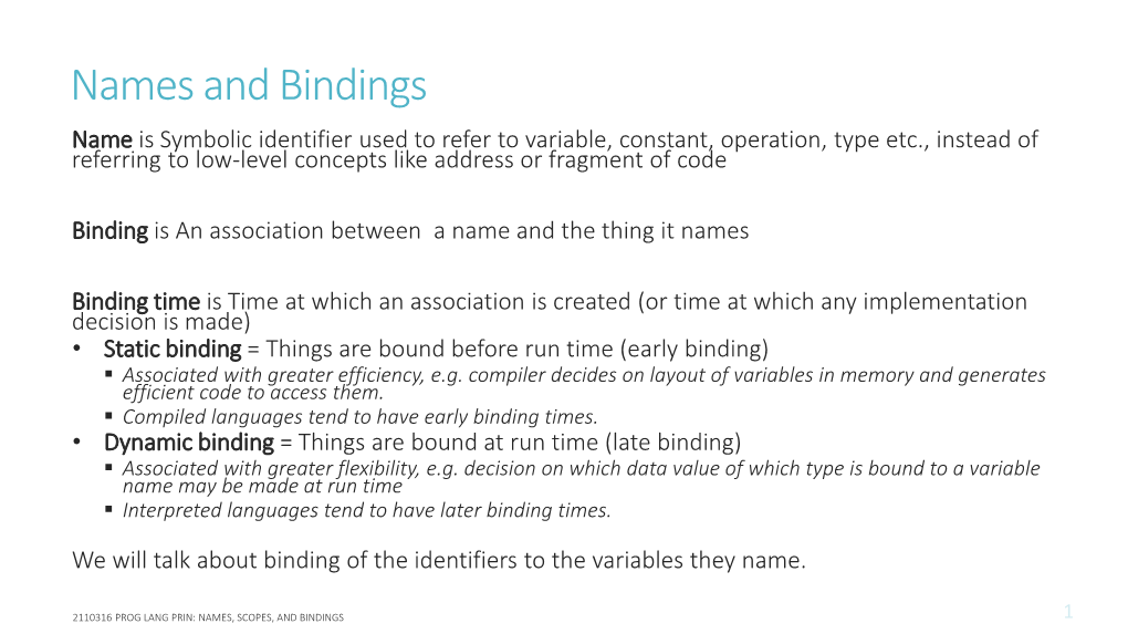 Names, Scope and Binding