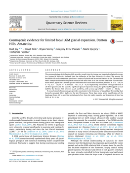 Cosmogenic Evidence for Limited Local LGM Glacial Expansion, Denton Hills, Antarctica