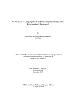An Analysis of Language Shift and Maintenance Among Marma Community of Bangladesh