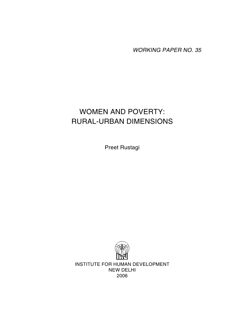 WOMEN and POVERTY: Ruralrurban DIMENSIONS