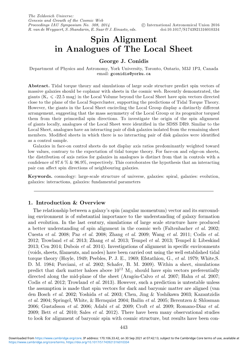 Spin Alignment in Analogues of the Local Sheet George J