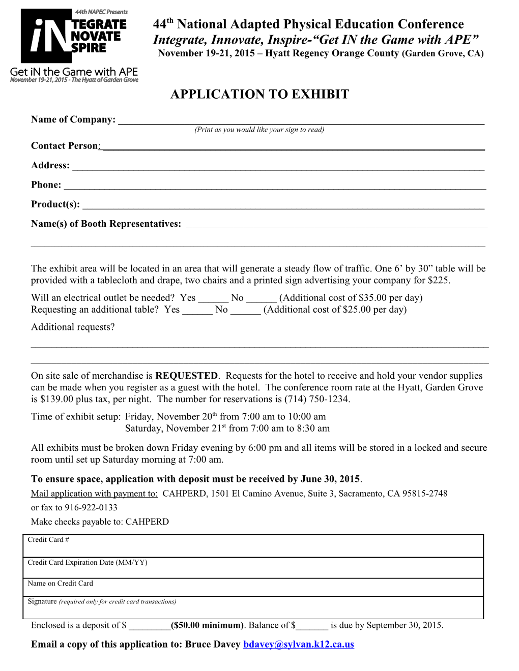 Application to Exhibit