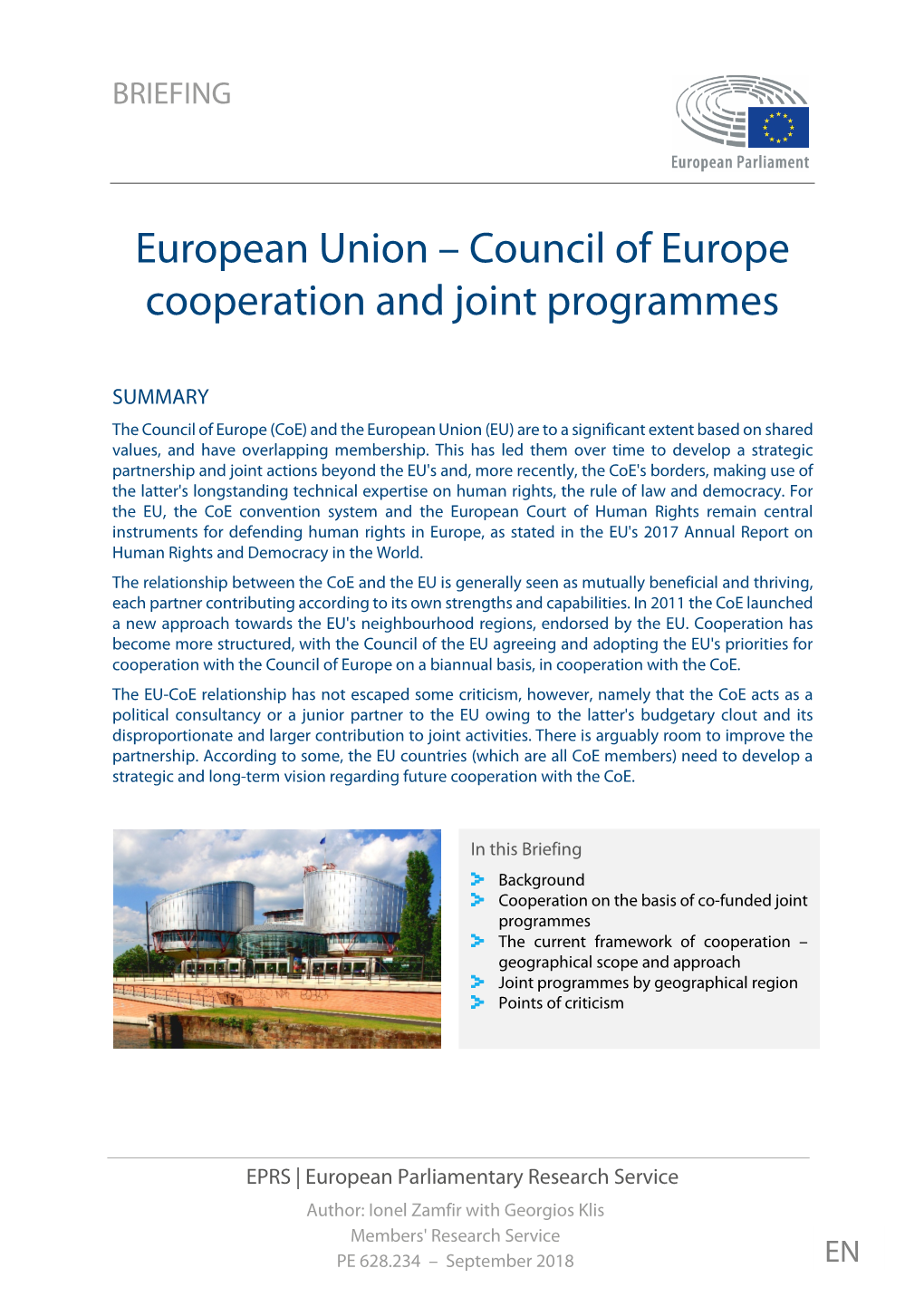 European Union – Council of Europe Cooperation and Joint Programmes
