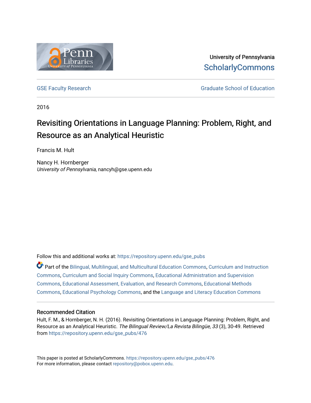 Revisiting Orientations in Language Planning: Problem, Right, and Resource As an Analytical Heuristic