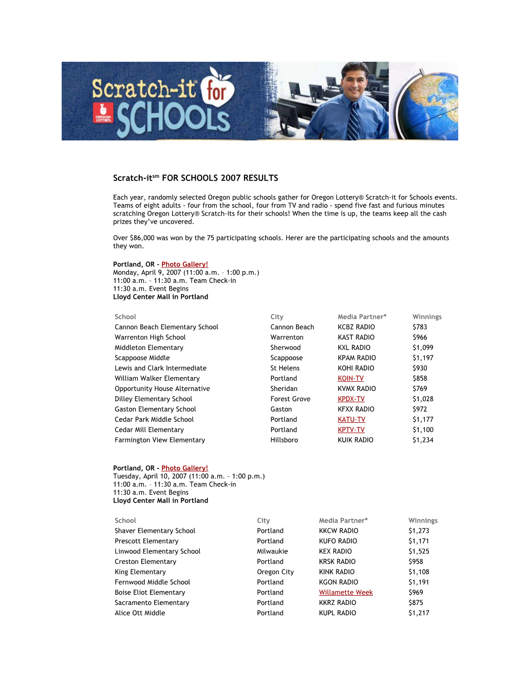 Scratch-Itsm for SCHOOLS 2007 RESULTS