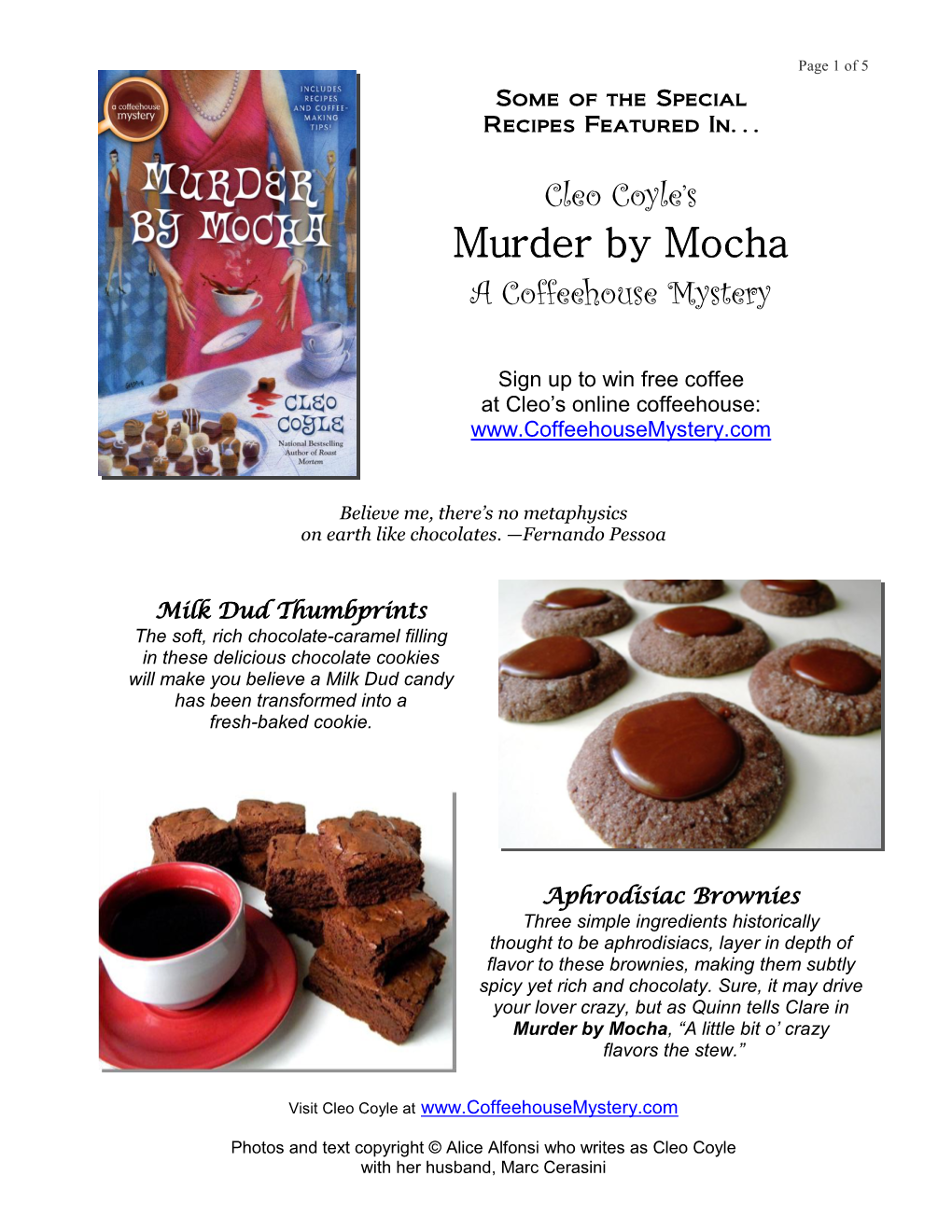 Recipes in Murder by Mocha