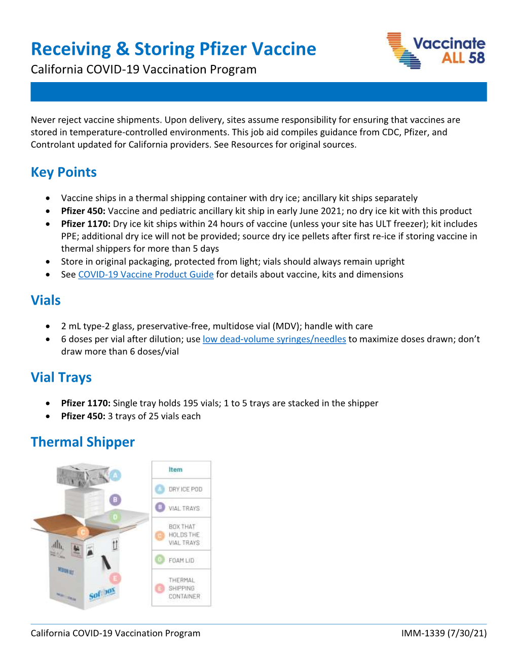 Receiving & Storing Pfizer Vaccine