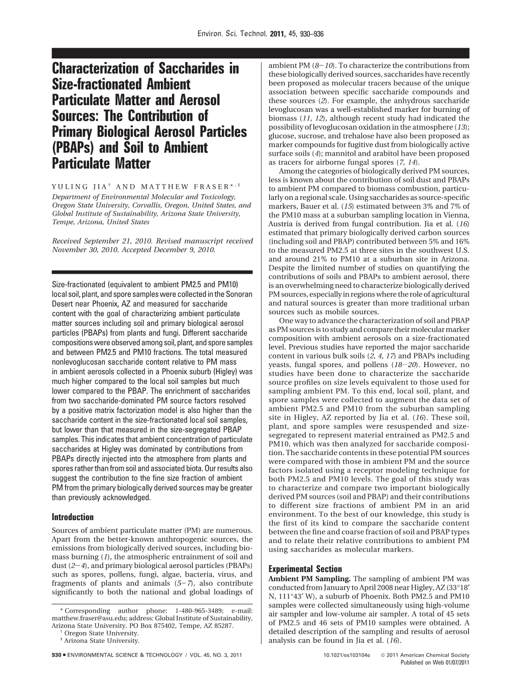 Characterization of Saccharides in Size-Fractionated Ambient