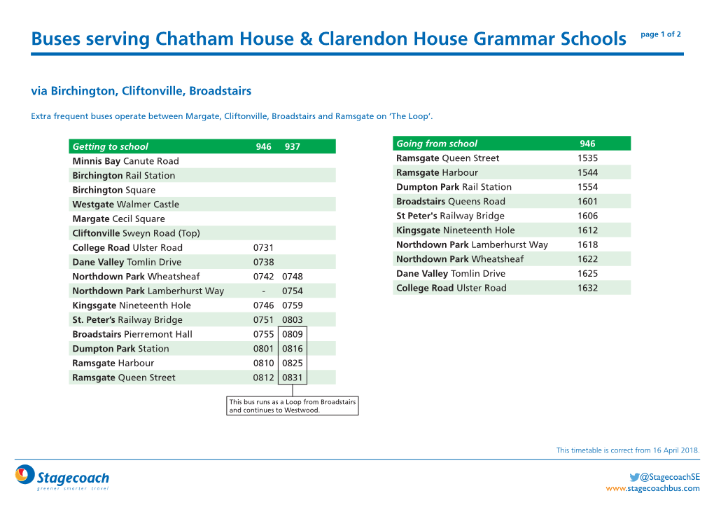 Buses Serving Chatham House & Clarendon House Grammar Schools