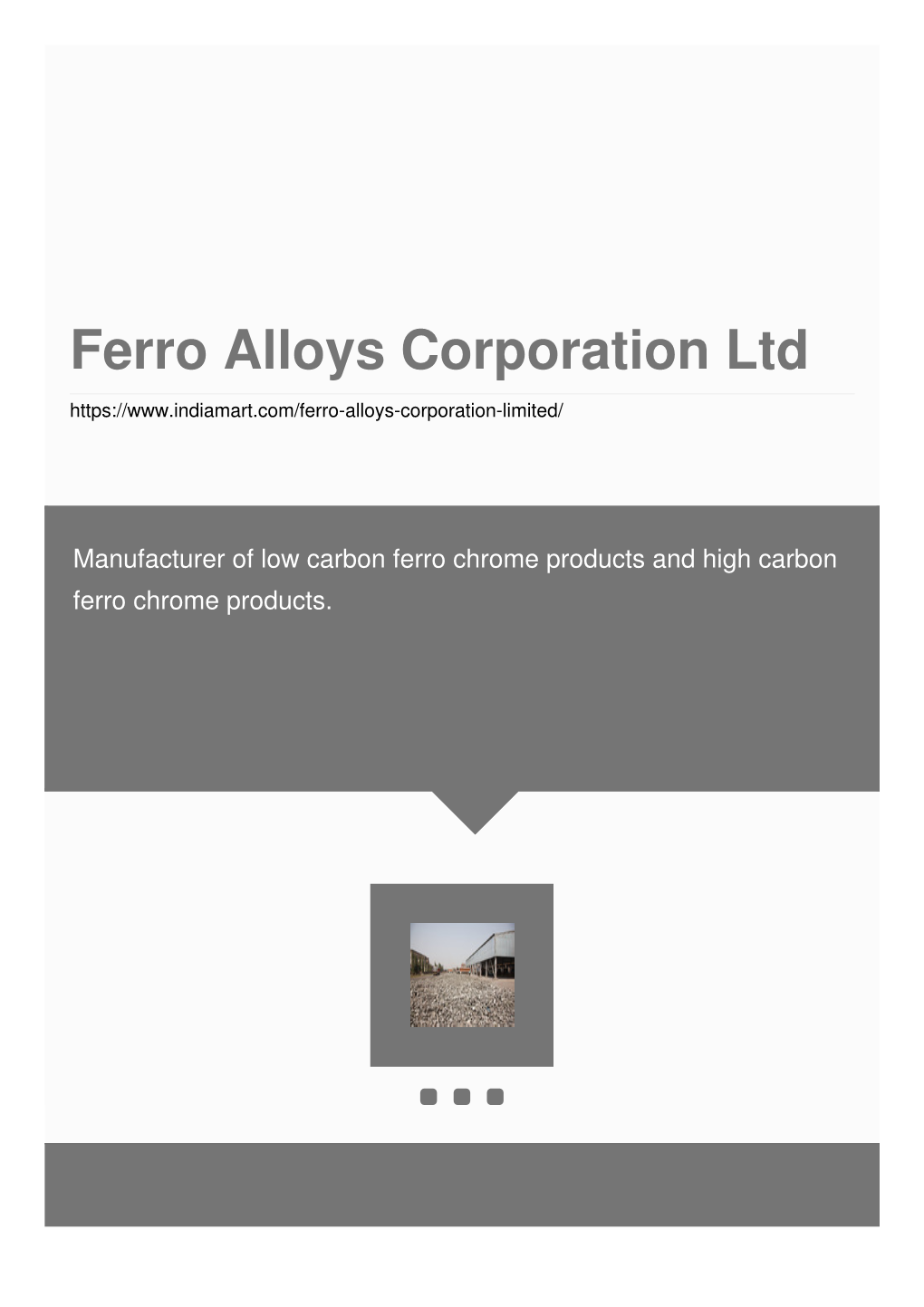 Ferro Alloys Corporation Ltd