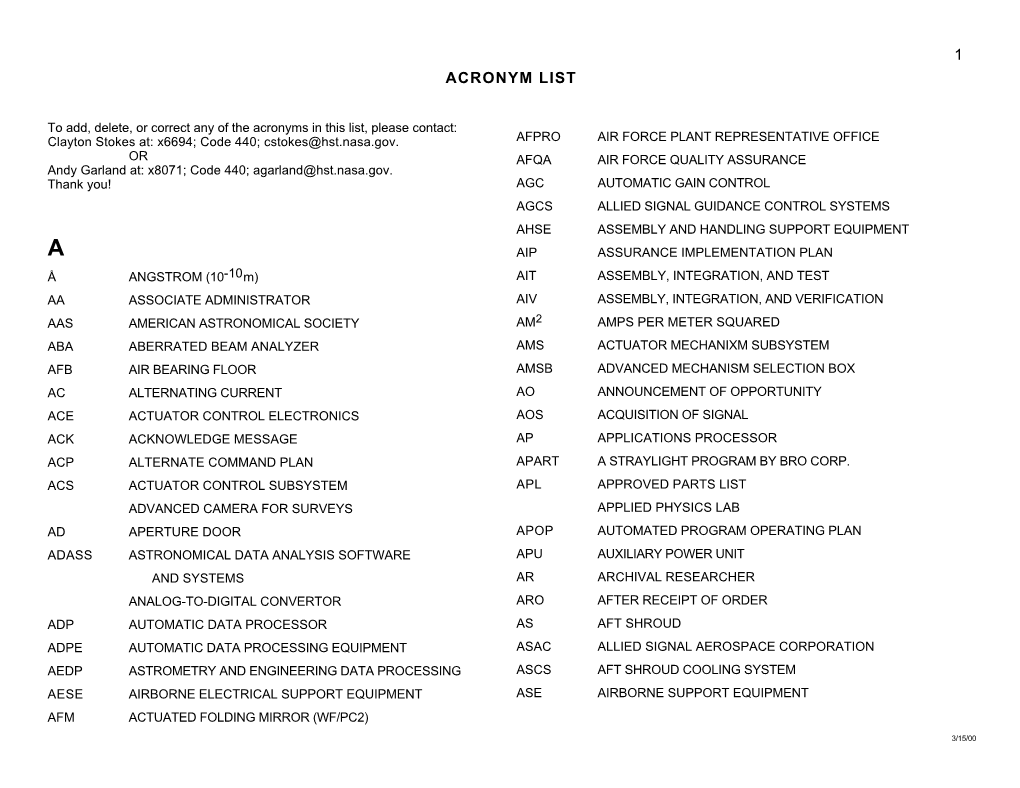 Acronym List 1