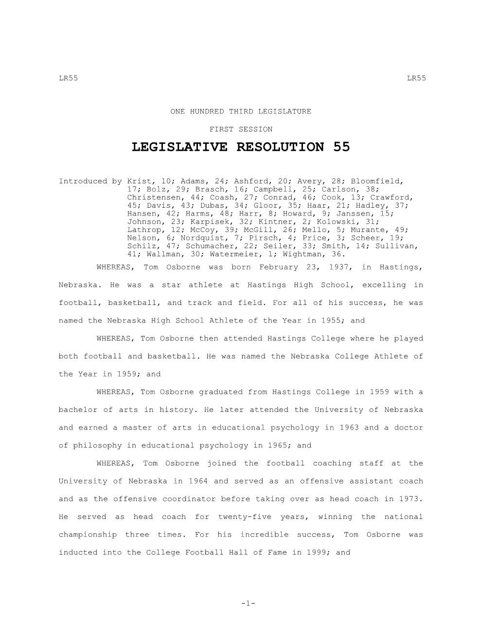 Legislative Resolution 55