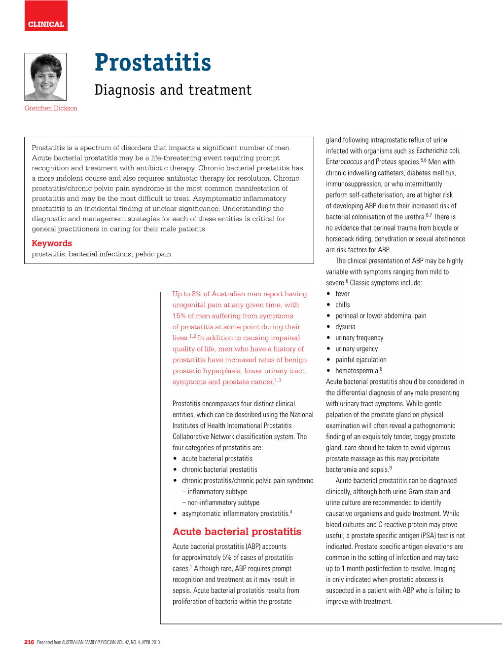 Prostatitis Diagnosis and Treatment Gretchen Dickson