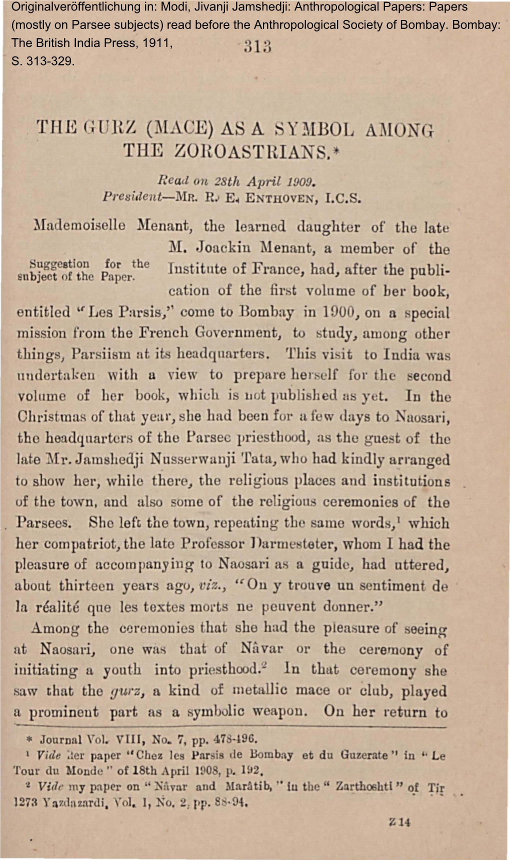 The Guh,Z (Mace) As a Symbol Among the Zoroastrians. *