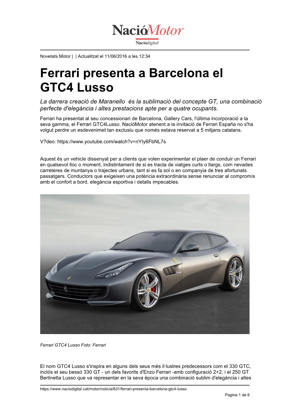 Ferrari Presenta a Barcelona El GTC4 Lusso