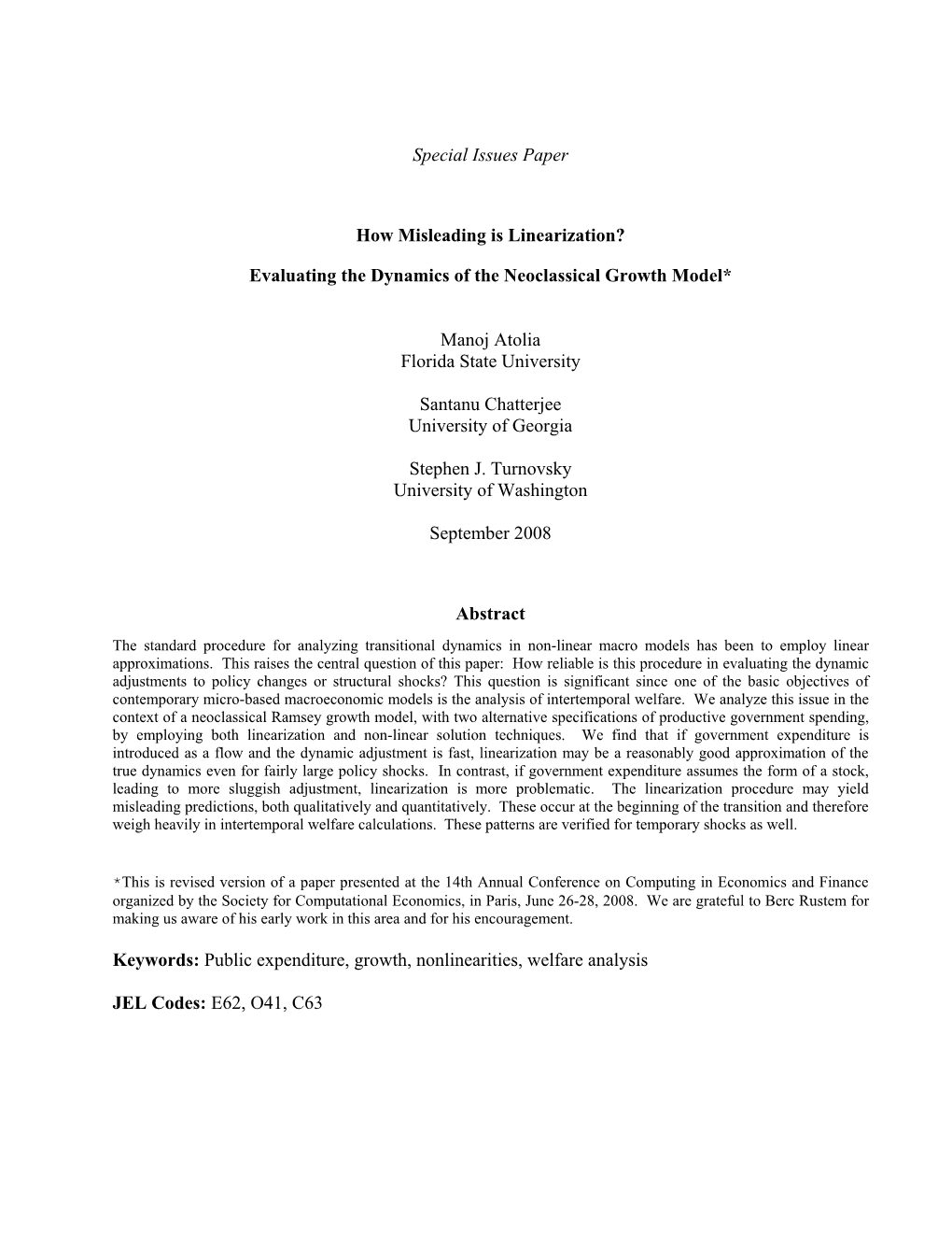 Special Issues Paper How Misleading Is Linearization?