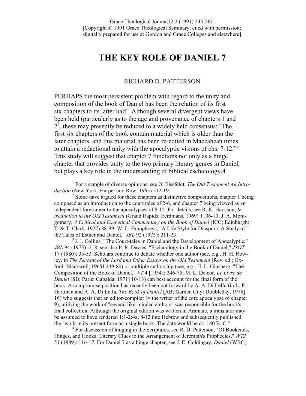 The Key Role of Daniel 7