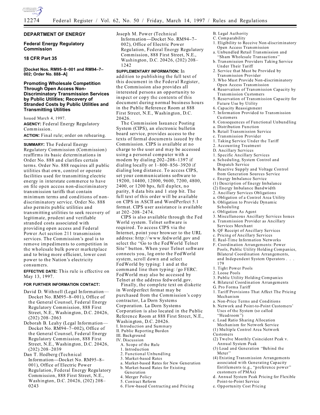 Federal Register / Vol. 62, No. 50 / Friday, March 14, 1997 / Rules and Regulations