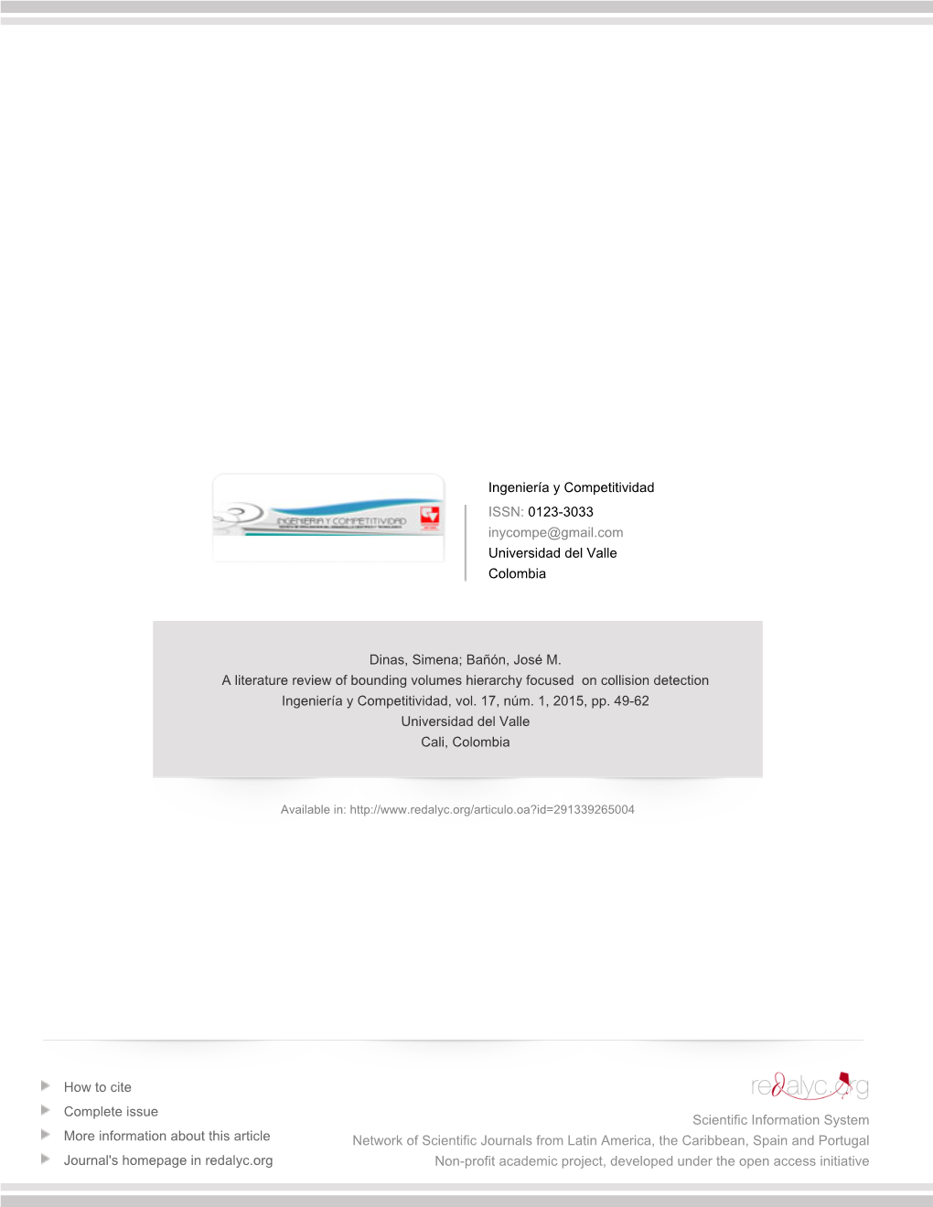 Redalyc.A Literature Review of Bounding Volumes Hierarchy