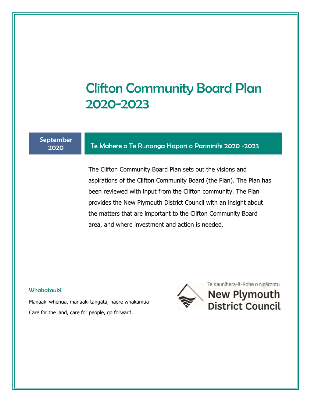 Clifton Community Board Plan 2020-2023