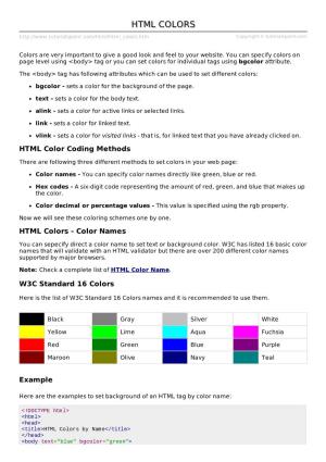 HTML Colors - Color Names