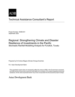 Strengthening Climate and Disaster Resilience of Investments in the Pacific Stochastic Rainfall Modelling Analysis for Funafuti, Tuvalu