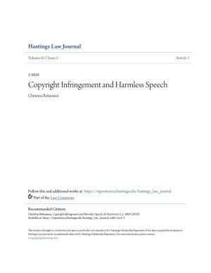Copyright Infringement and Harmless Speech Christina Bohannan