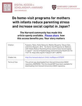 Do Home-Visit Programs for Mothers with Infants Reduce Parenting Stress and Increase Social Capital in Japan?