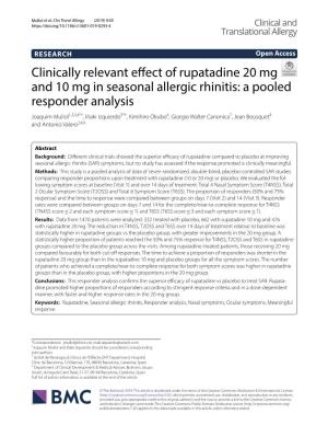 Clinically Relevant Effect of Rupatadine