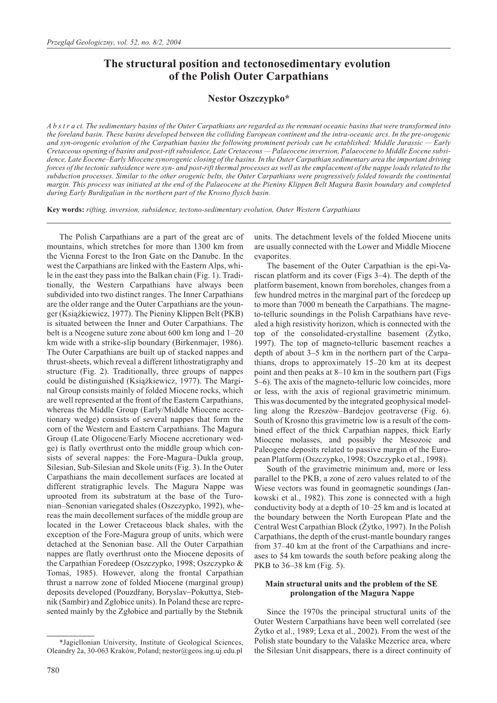 The Structural Position and Tectonosedimentary Evolution of the Polish Outer Carpathians