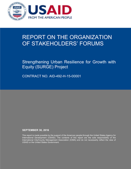 Report on the Organization of Stakeholders' Forums