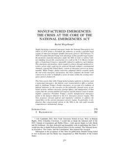 Manufactured Emergencies: the Crisis at the Core of the National Emergencies Act