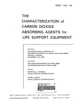 The @Characterization of Carbon Dioxide Absorbing Agents for Life