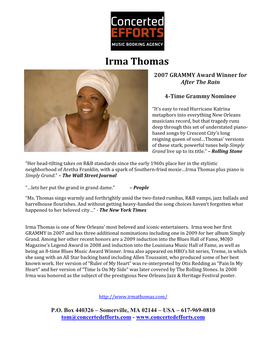 Irma Thomas 2007 GRAMMY Award Winner for After the Rain