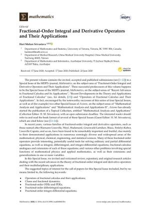 Fractional-Order Integral and Derivative Operators and Their Applications