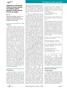 Assessment of Antimicrobial Activity of Cerumen (Earwax) and Antibiotics