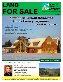 Sundance Canyon Residence Crook County, Wyoming