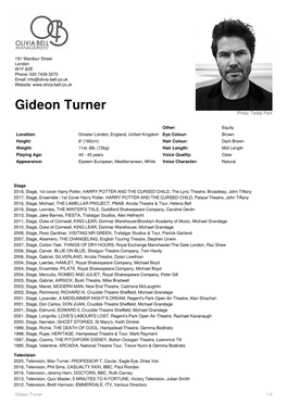 Gideon Turner 1/3 191 Wardour Street London W1F 8ZE Phone