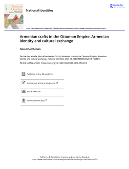 Armenian Crafts in the Ottoman Empire: Armenian Identity and Cultural Exchange