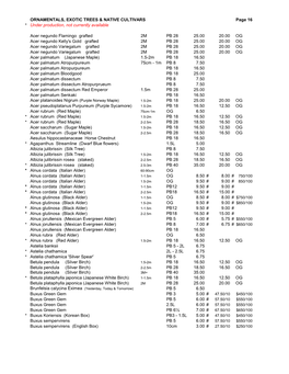 Ornamentals, Exotic Trees & Native Cultivars